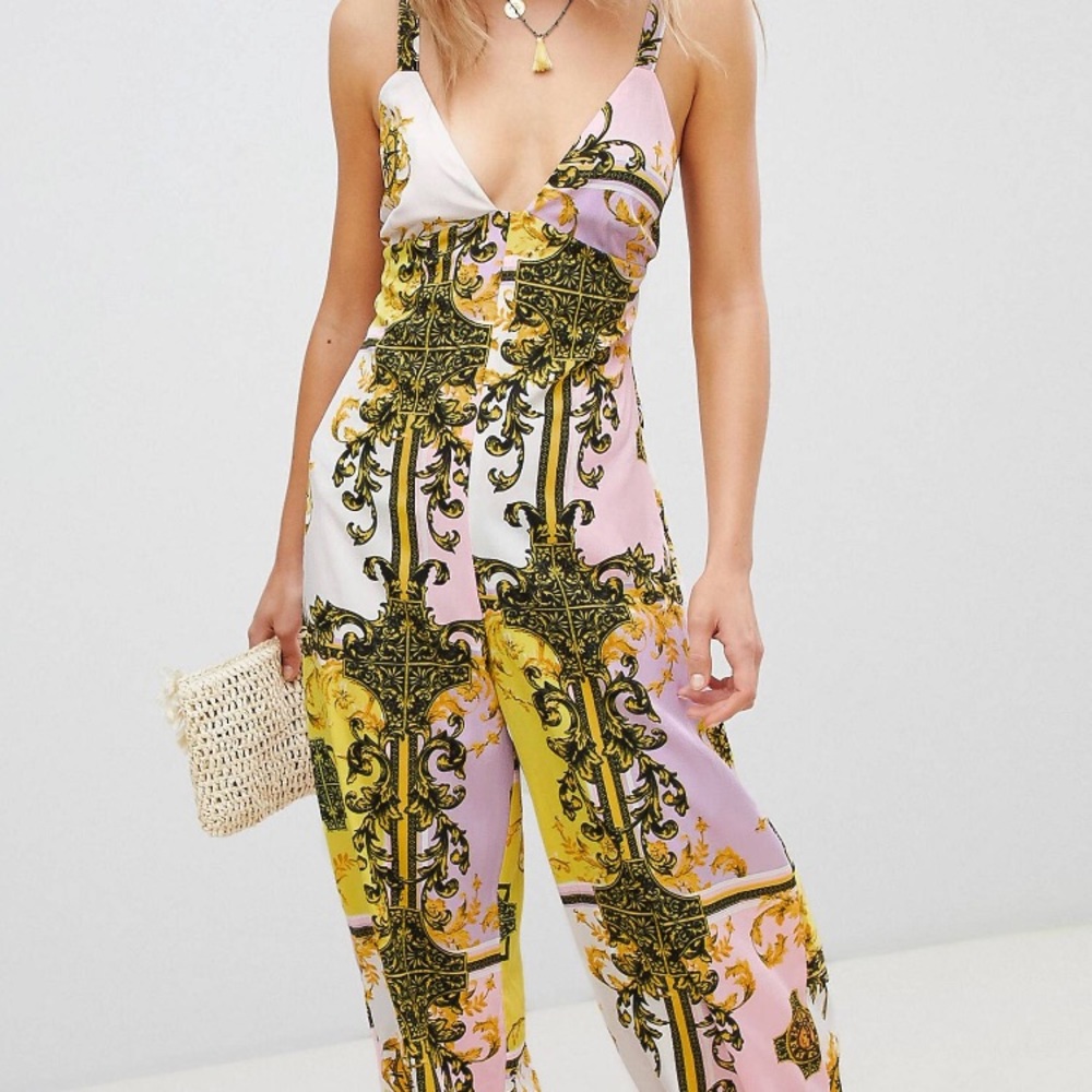 ASOS PASTEL BAROQUE WIDE LEG JUMPSUIT